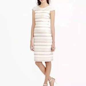 J Crew Double Stripe Cap Sleeve Sheath Dress - Pink Ivory - size 6